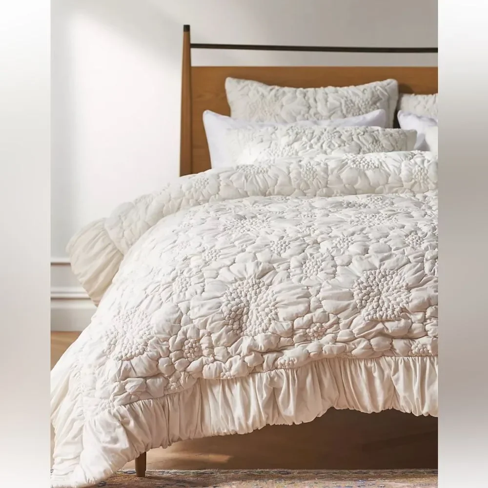 Anthropologie Dahlia Cotton Jersey Floral Quilt